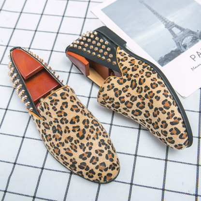 Leopard Print Small Leather Shoes Formal Low Top Shoes