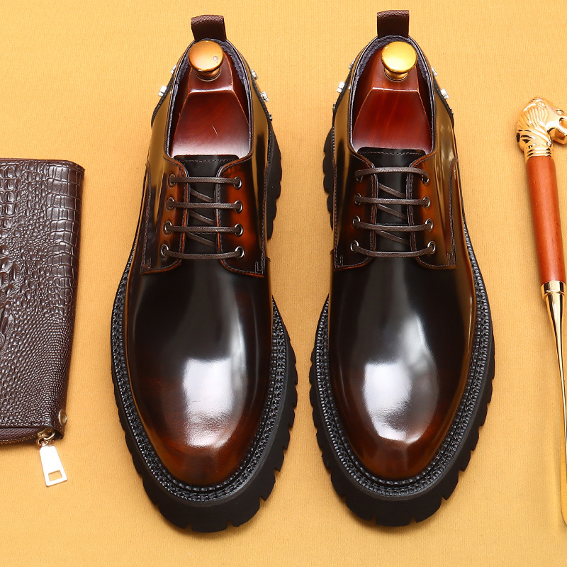 British style studded casual shoes, genuine leather shoes