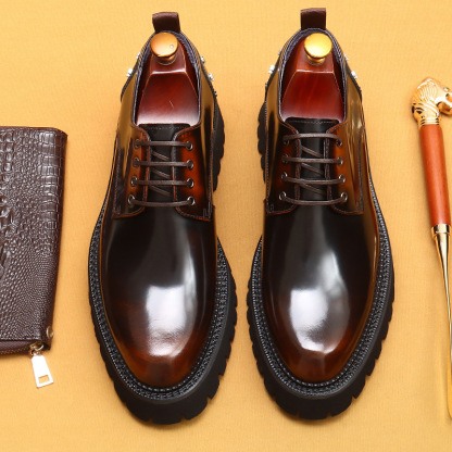 British style studded casual shoes, genuine leather shoes