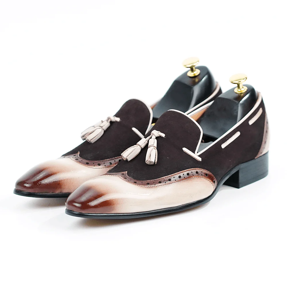 [Copy]British style carved brogue men's high-end embroidery craft genuine leather business formal leather shoes