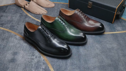 [Copy]Men's shiny leather loafers with metal horsebit