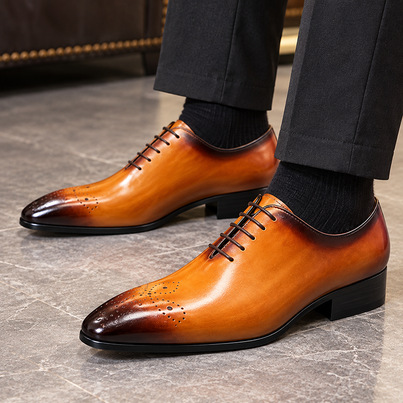 GENTLEMAN™Men’s Classic Leather Brogue Lace-Up Dress Shoes—Available in Multiple Colors