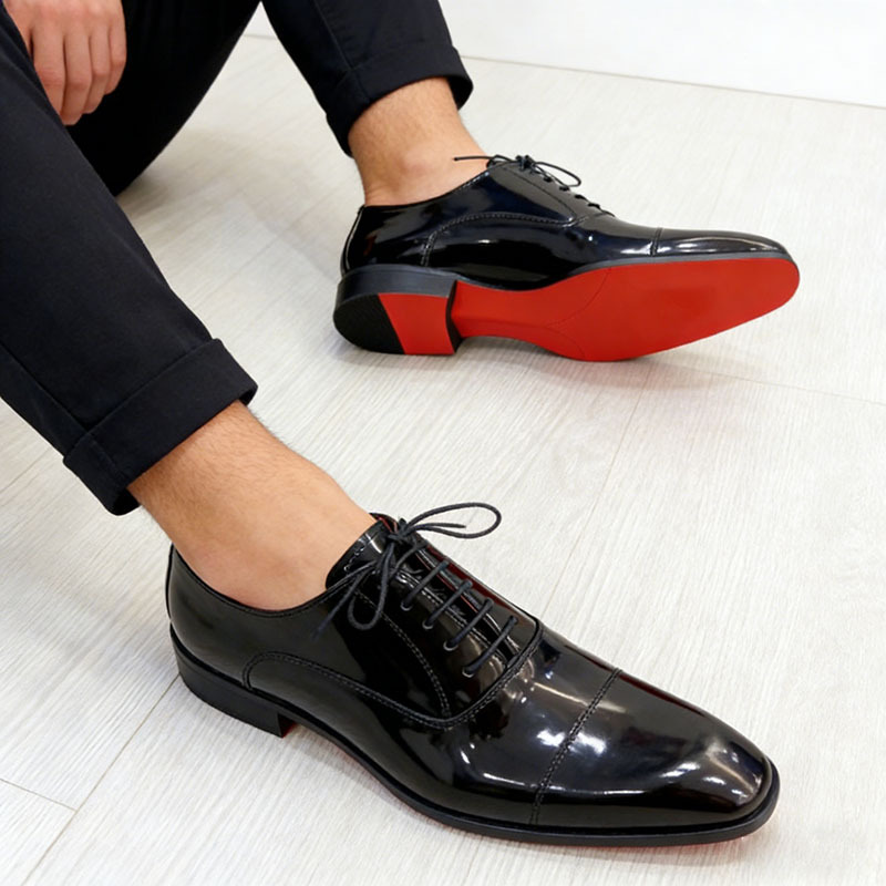 GENTLEMAN™Red bottom genuine leather lace-up men's versatile leather shoes