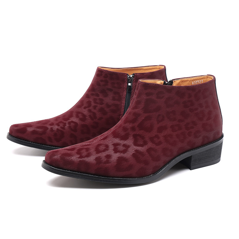 Men's Leopard Print Suede Chelsea Boots