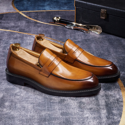 Classic Men's Penny Loafer  Genuine Leather Comfortable Business Casual Footwear