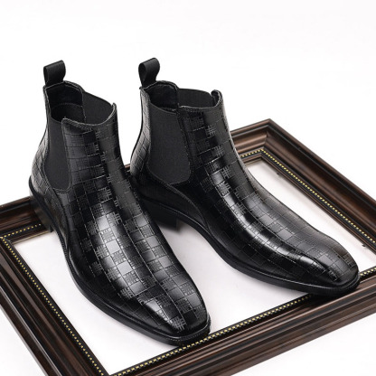 Men's Glossy Checkered Chelsea Boots