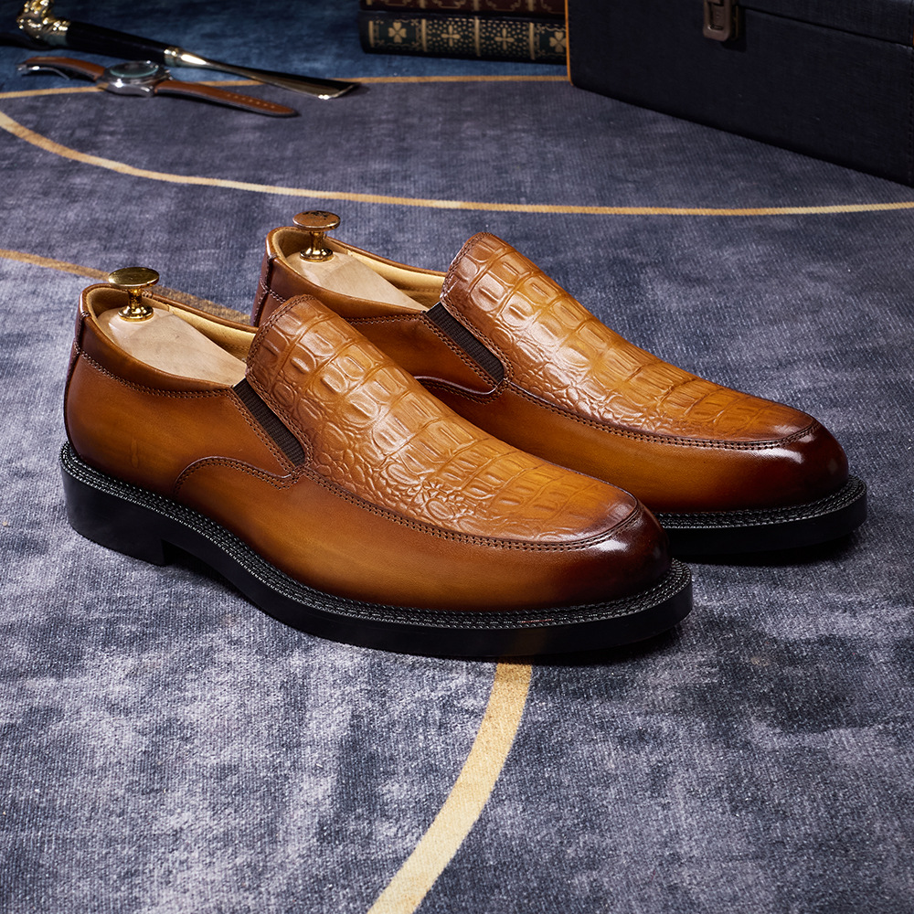 Men's Hand-Sewn Crocodile-Embossed Leather Loafers