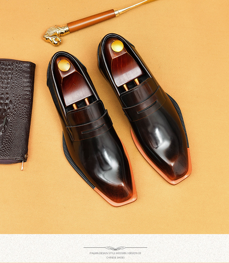 Genuine Leather Patent Leather Loafers - Slip-On Formal Shoes