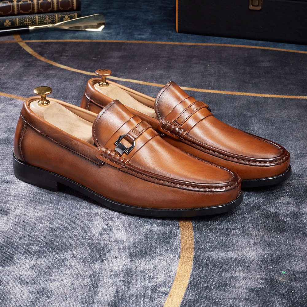 Comfort Rubber Sole Men's Loafers  Classic British Design  Vintage Burnished Leather