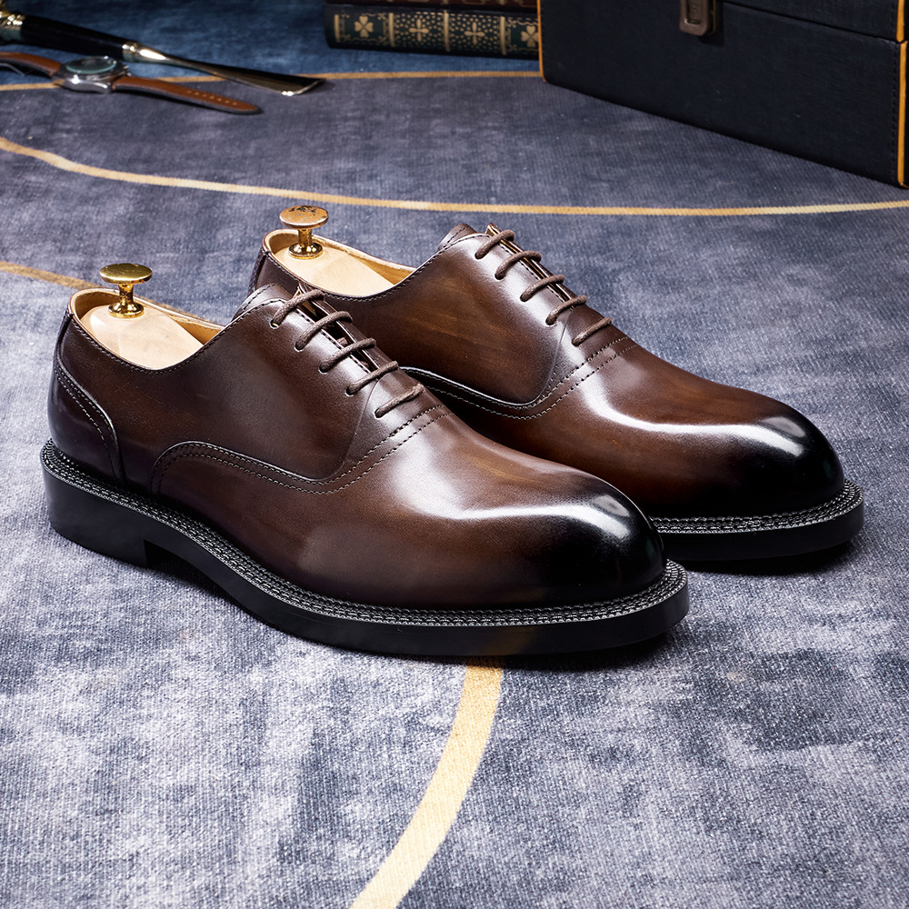 [Copy]Men's shiny leather loafers with metal horsebit
