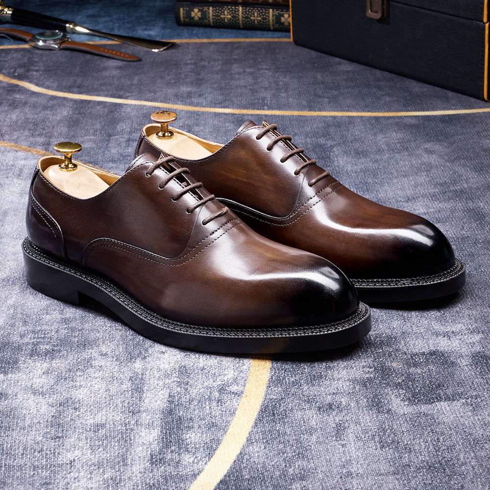 [Copy]Men's shiny leather loafers with metal horsebit