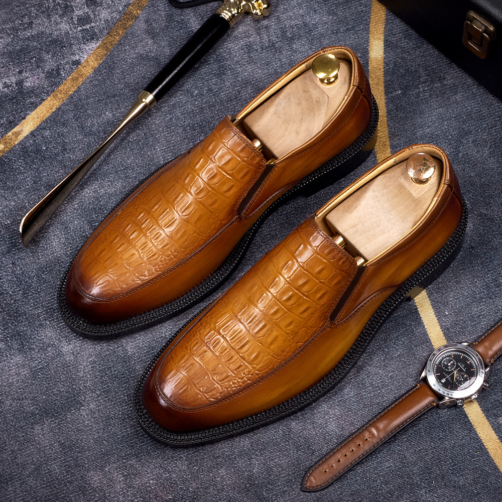 Men's Hand-Sewn Crocodile-Embossed Leather Loafers