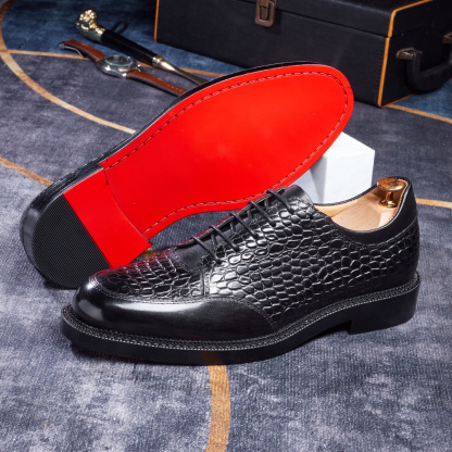Men's top-grain cowhide crocodile pattern embossed business casual leather shoes Oxford shoes