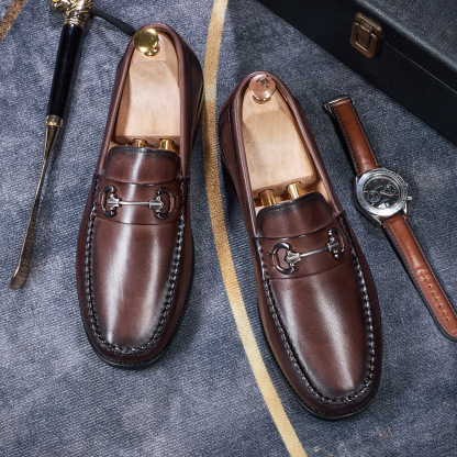 Men's Burnished Leather Horsebit Loafers