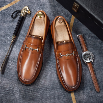 Men's Classic Comfortable Casual Metal Buckle Loafers