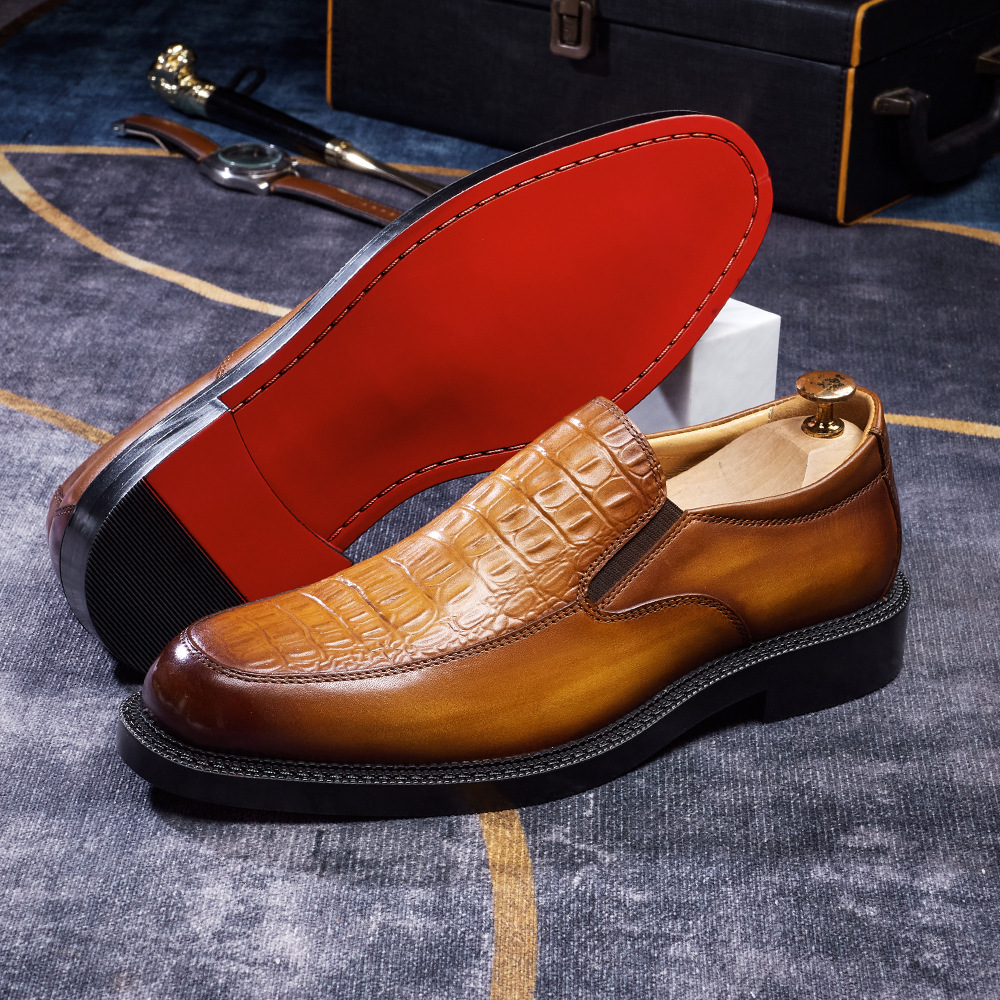 Men's Hand-Sewn Crocodile-Embossed Leather Loafers