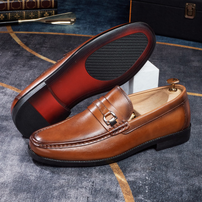 Comfort Rubber Sole Men's Loafers  Classic British Design  Vintage Burnished Leather