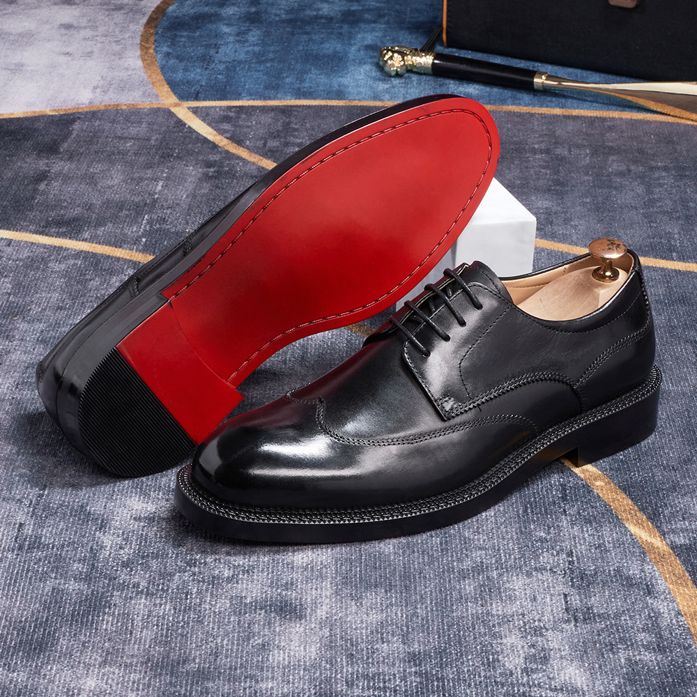 Men's Japanese-Style Full-Grain Leather Handmade Derby Shoes Business Formal Shoes