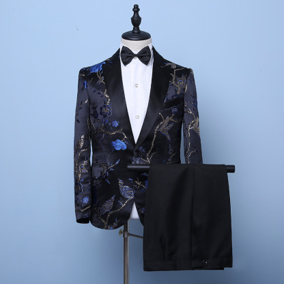 Men's stage performance suits, evening party host suits, wedding best man slim suits, male singer chorus suits
