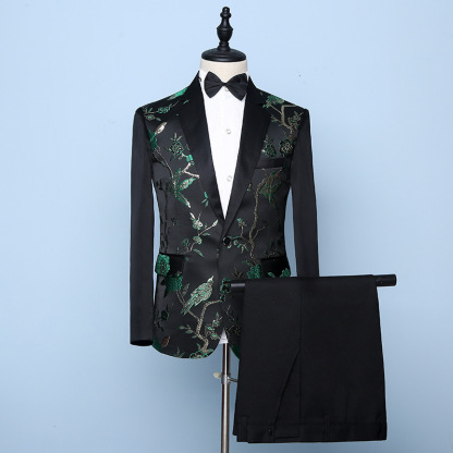 Men's stage performance suits, evening party host suits, wedding best man slim suits, male singer chorus suits