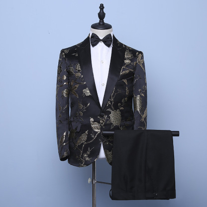 Men's stage performance suits, evening party host suits, wedding best man slim suits, male singer chorus suits