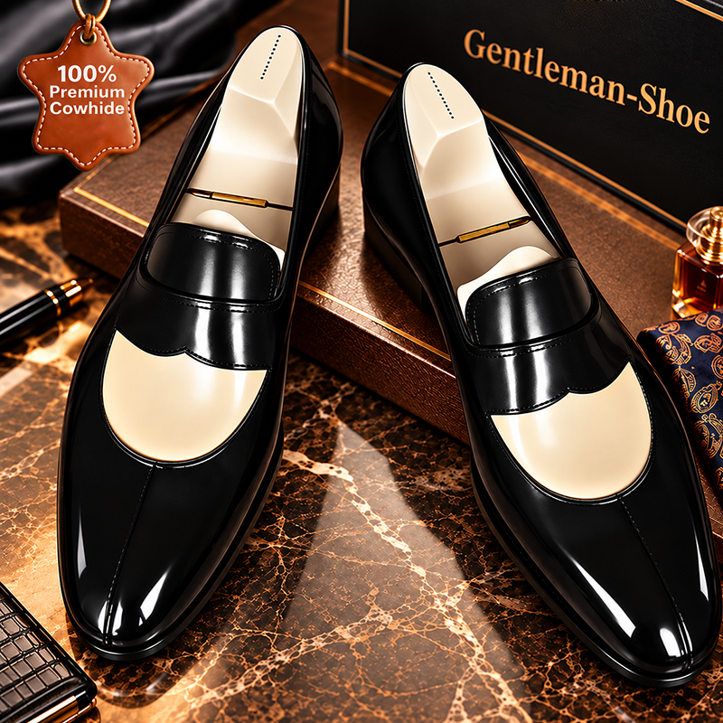 Stylish Navy - Blue Leather Loafers: Elegant and Sophisticated Footwea