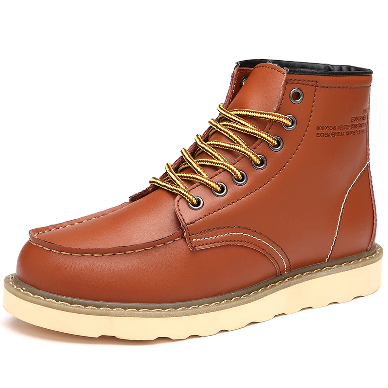 Vintage leather boots for men comfortable British style large size outdoor work boots