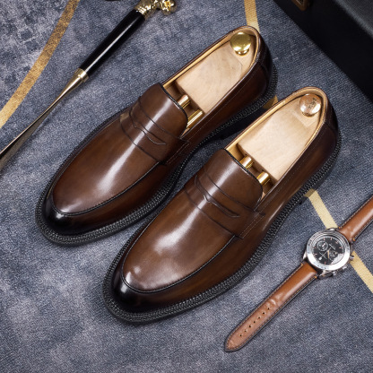 Classic Men's Penny Loafer  Genuine Leather Comfortable Business Casual Footwear