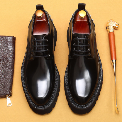 British style studded casual shoes, genuine leather shoes