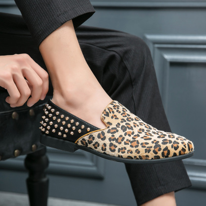 Leopard Print Small Leather Shoes Formal Low Top Shoes