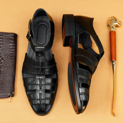 Men's Summer Genuine Leather Vintage Handwoven Roman Sandals