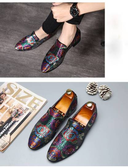 Exquisite Chinese Style Embroidery Men Loafers Shoes