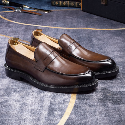 Classic Men's Penny Loafer  Genuine Leather Comfortable Business Casual Footwear