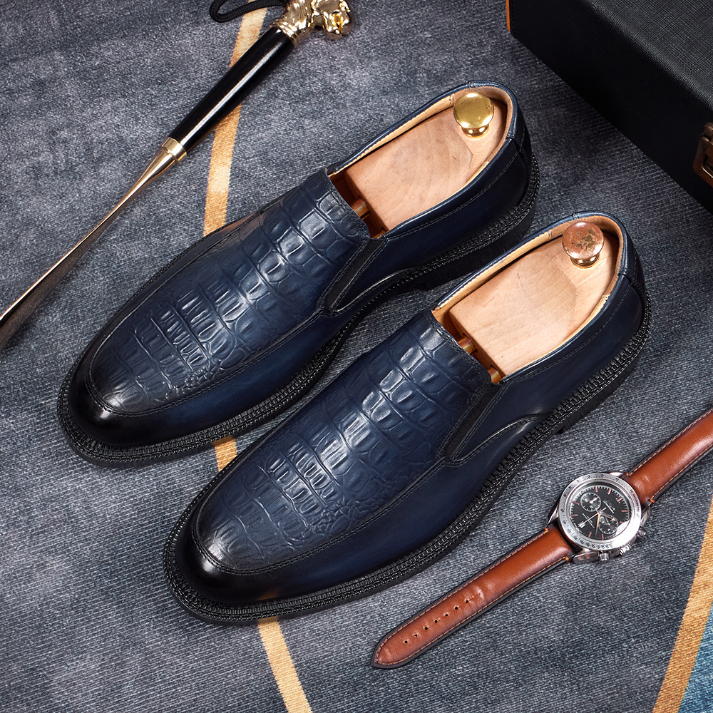 Men's Hand-Sewn Crocodile-Embossed Leather Loafers