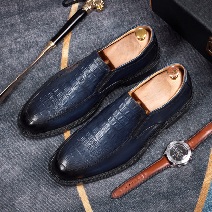 Men's Hand-Sewn Crocodile-Embossed Leather Loafers