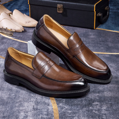Classic Men's Penny Loafer  Genuine Leather Comfortable Business Casual Footwear