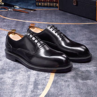 [Copy]Men's shiny leather loafers with metal horsebit