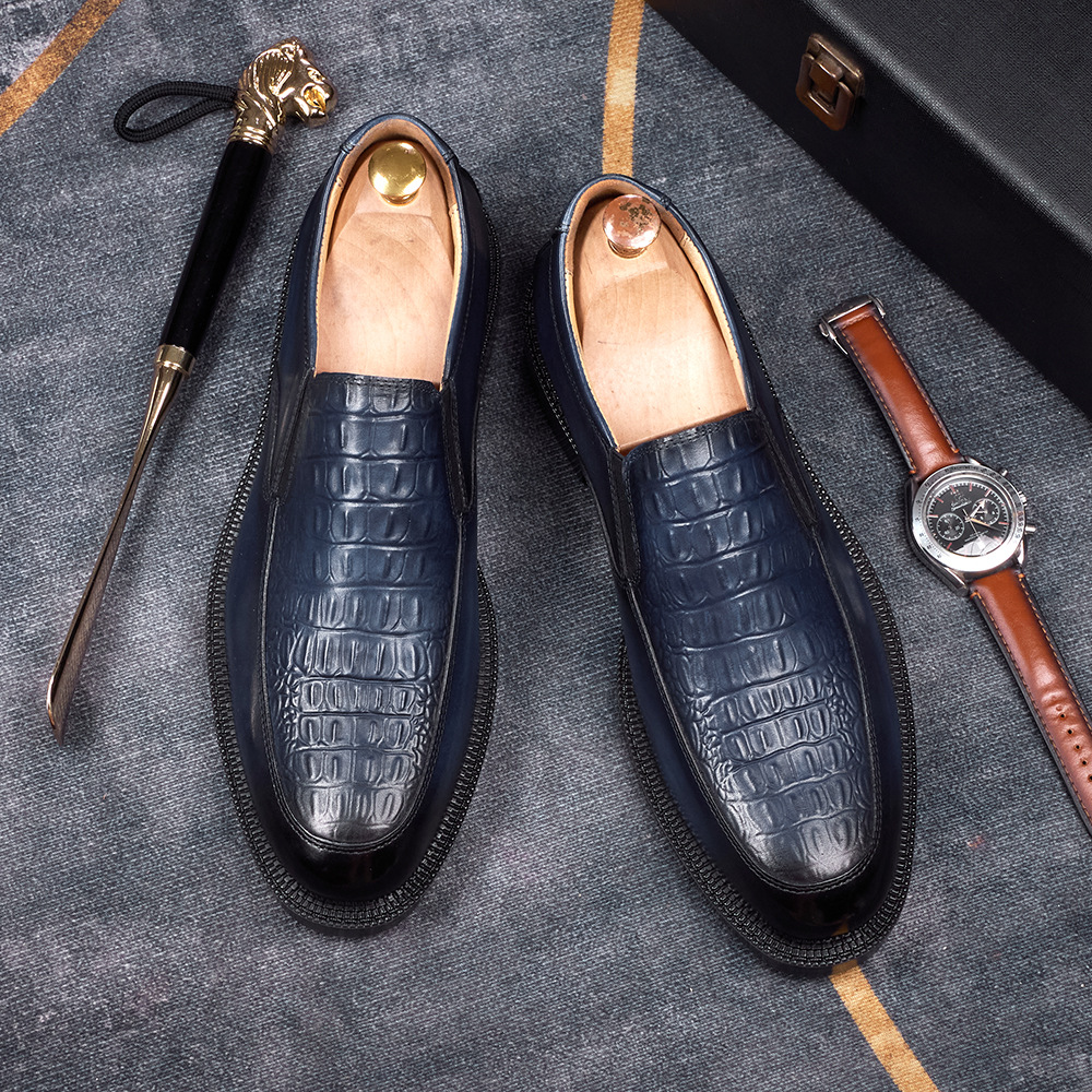 Men's Hand-Sewn Crocodile-Embossed Leather Loafers