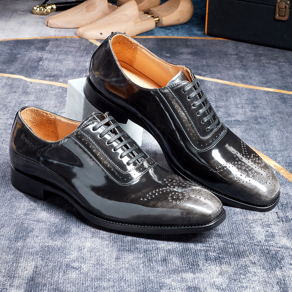 Men's Best-Selling Luxury Full-Grain Leather Oxford Shoes Stylish Gradient Color