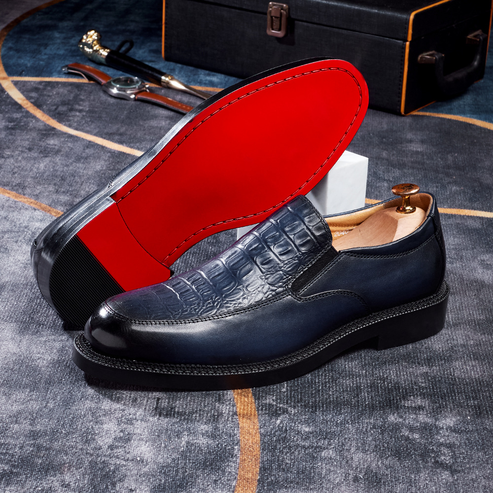 Men's Hand-Sewn Crocodile-Embossed Leather Loafers