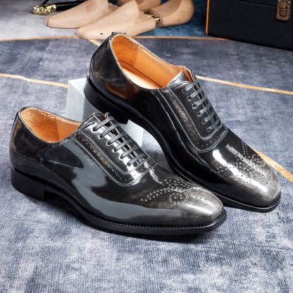 Men's Best-Selling Luxury Full-Grain Leather Oxford Shoes Stylish Gradient Color