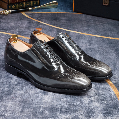 Men's Best-Selling Luxury Full-Grain Leather Oxford Shoes Stylish Gradient Color