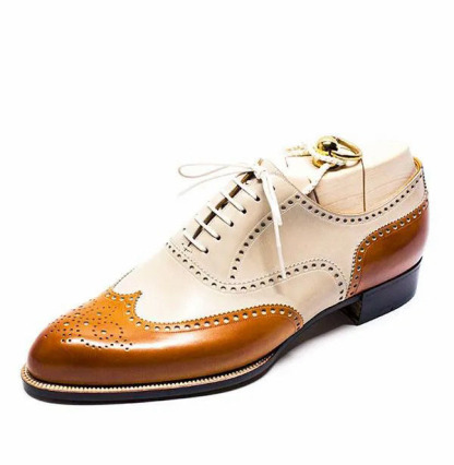 GENTLEMAN™Classic brown and white lace-up men's casual leather shoes