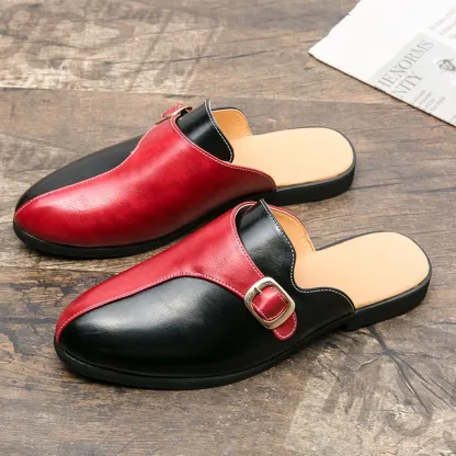 Luxury Tassel Men Slipper Summer Winter Mules Buckle Loafers Mens Leather Retro Flats Heels Party Slippers Slides Slip On Shoes