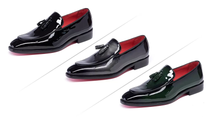 Men's trendy red-soled pointed-toe genuine leather loafers