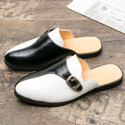 Luxury Tassel Men Slipper Summer Winter Mules Buckle Loafers Mens Leather Retro Flats Heels Party Slippers Slides Slip On Shoes