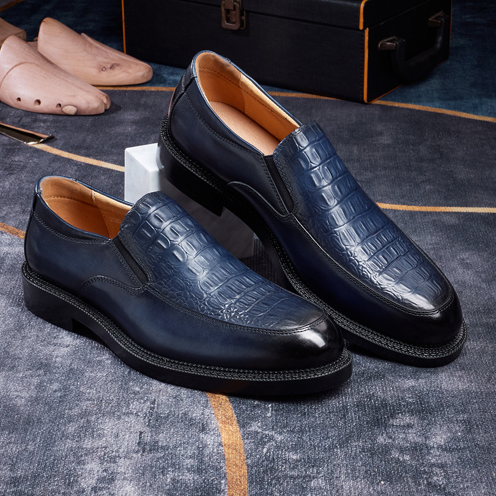 Men's Hand-Sewn Crocodile-Embossed Leather Loafers