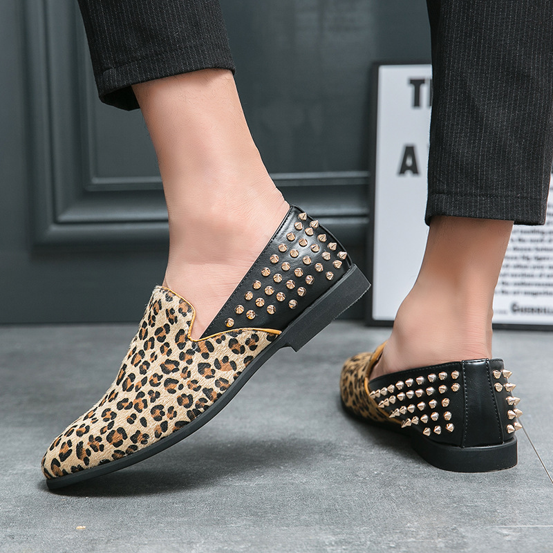 Leopard Print Small Leather Shoes Formal Low Top Shoes
