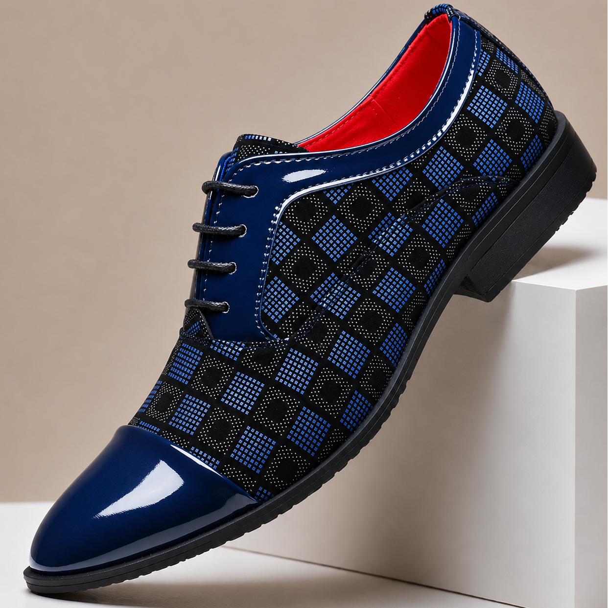 Men’s Plaid Lace-Up Dress Shoes