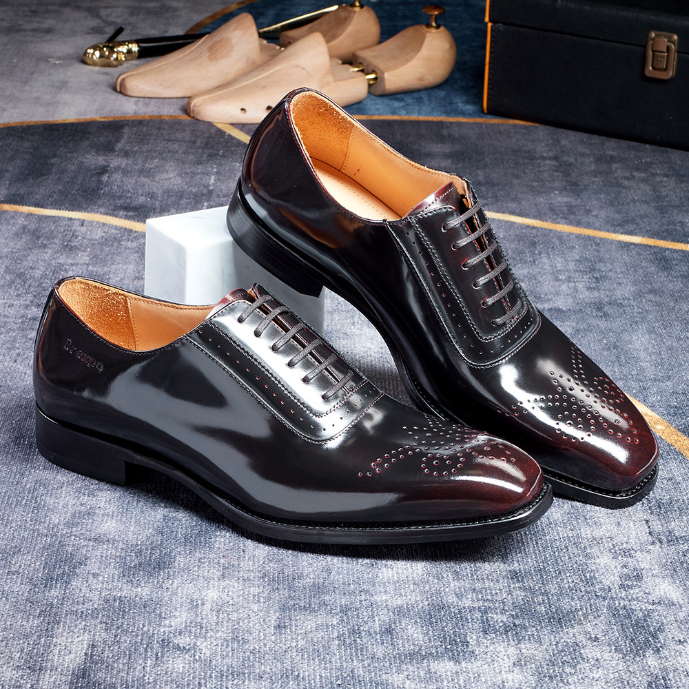 Men's Best-Selling Luxury Full-Grain Leather Oxford Shoes Stylish Gradient Color